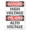 Signmission Safety Sign, OSHA Danger, 3.5" Height, 5" Width, High Voltage (Bilingual), Landscape OS-DS-D-35-L-19389 - alternate 1